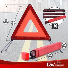 DSV Standard Emergency Triangles, Warning Triangles for Vehicles, Reflective Tri