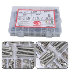 176 Pack M6 M8 M10 Bolts And Nuts Assortment Kit Heavy Duty 304 Stainless Steel
