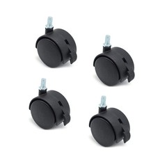 4 Pcs M8 Swivel Stem Casters with Locking Brake – Durable Nylon Furniture Wheels