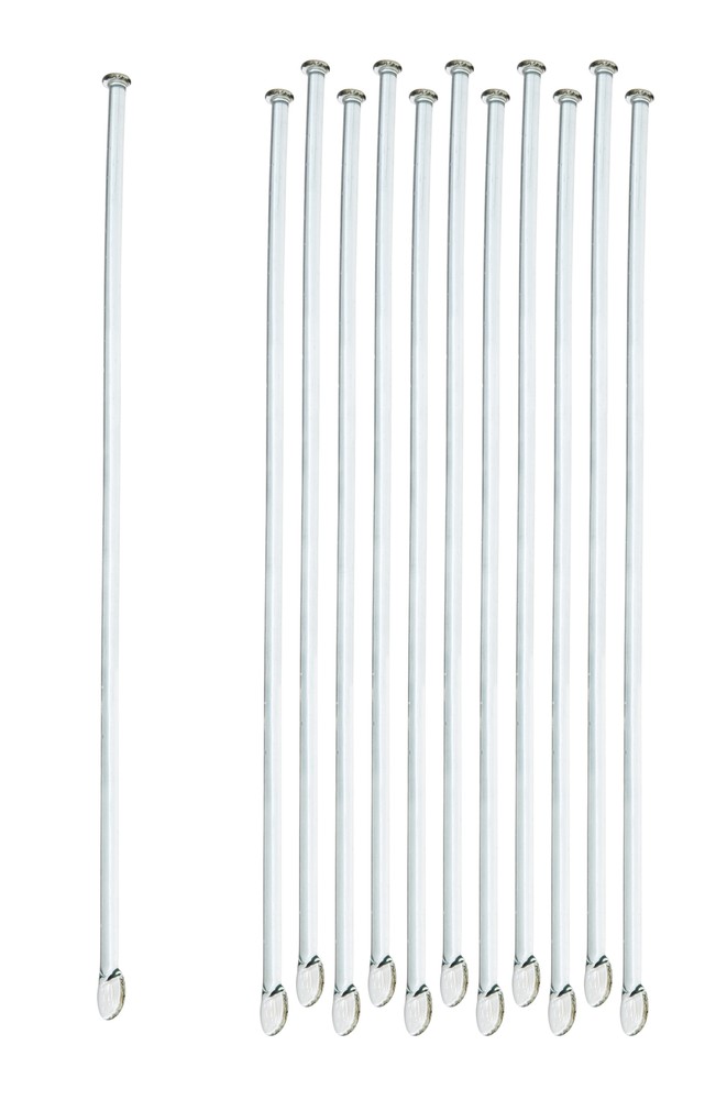 Eisco 10 Pack of 7.9″ Glass Stirring Rods with Spade & Button Ends, 6mm Diameter