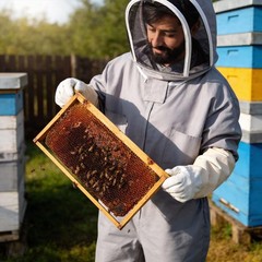 Bee Keeper Suit for Men Women, Bee Suit with Gloves & Veil Hood, Multi-Size L
