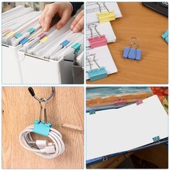 40Pack Colorful Binder Clips, Assorted Sizes 4 Sizes Metal Paper Clips