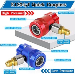 Car A/C R1234YF Quick Coupler Adapter Set with Self-Sealing & Puncture Can Tap