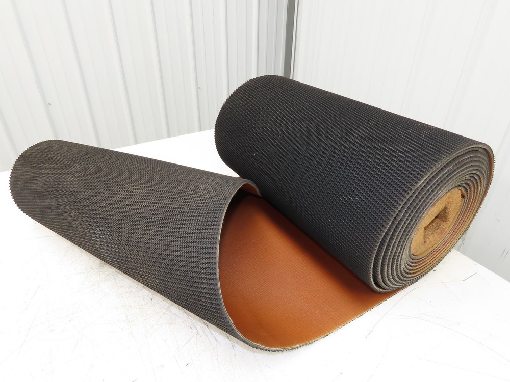 20″W x 25′ Rough Grip Top Rubber Conveyor Belt 2-Ply Black 25′ Length 1/4″Thick