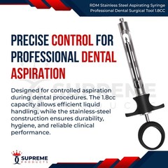 RDM Stainless Steel Aspirating Syringe Professional Dental Surgical Tool 1.8CC