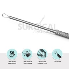 3 Pcs Billeau Ear Pick Ear Loop Curette Set Stainless Steel German Grade