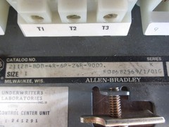 Allen-Bradley Size 1 MCC Bucket 2112B-BDB-4R-6P-24R-9000 480V 3Ph 60Hz 120V Coil