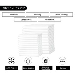 New White Knit T-Shirt Exact Cut Rags 20×20 inch – 10 Packs of 45 Pieces Case