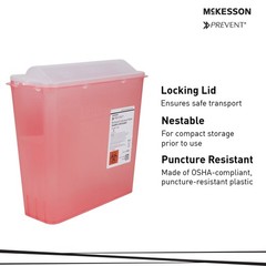 McKesson Prevent Sharps Container 5 Quart 10.75″Hx10.5″Wx4.75″D 2262 Box of 10