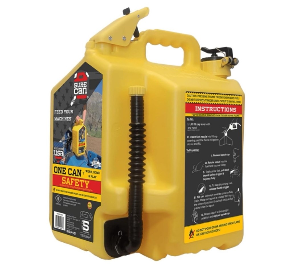 SureCan 5-Gallon Type II Safety Diesel Can, Yellow, Model# SUR5SFD2