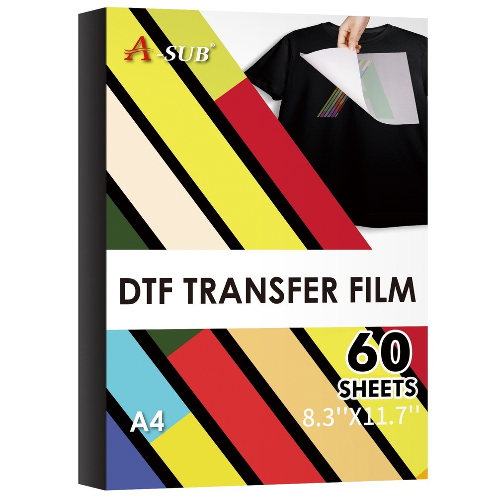 60PK A-SUB DTF Film A4 – DTF Transfer Film – Sublimation Paper for Dark Fabric