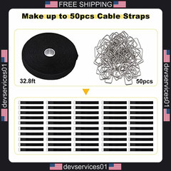 50 Pack Reusable Nylon Cable Straps with Metal Buckles for Organization