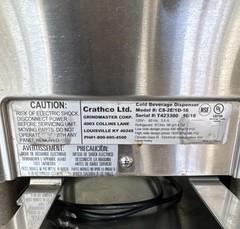 Crathco CS-2E/1D-16 Refrigerated Cold Beverage Dispenser, 2 Bowls, 2×5 Gal