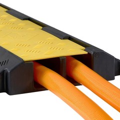 Heavy-Duty Cable Protector Ramp: 22000lb/axle, 2-Channel Rubber, Flip-Top