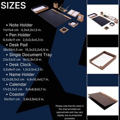 Wood Leather Desk Organizer Set Walnut Wood Combination Organizer Set- 11 PCS