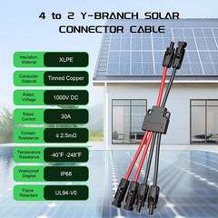 Bateria Power Solar Connectors for 2 Solar Panels, IP68 Waterproof Solar Pane…
