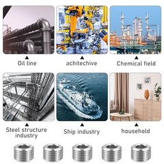 5 PCS 3/8″ NPT Male Pipe Plug Stainless Steel Pipe Plug Fitting Set Hex Count…