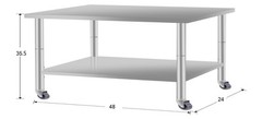 Stainless steel work prep table on wheels 48×24 inches for kitchen or garage