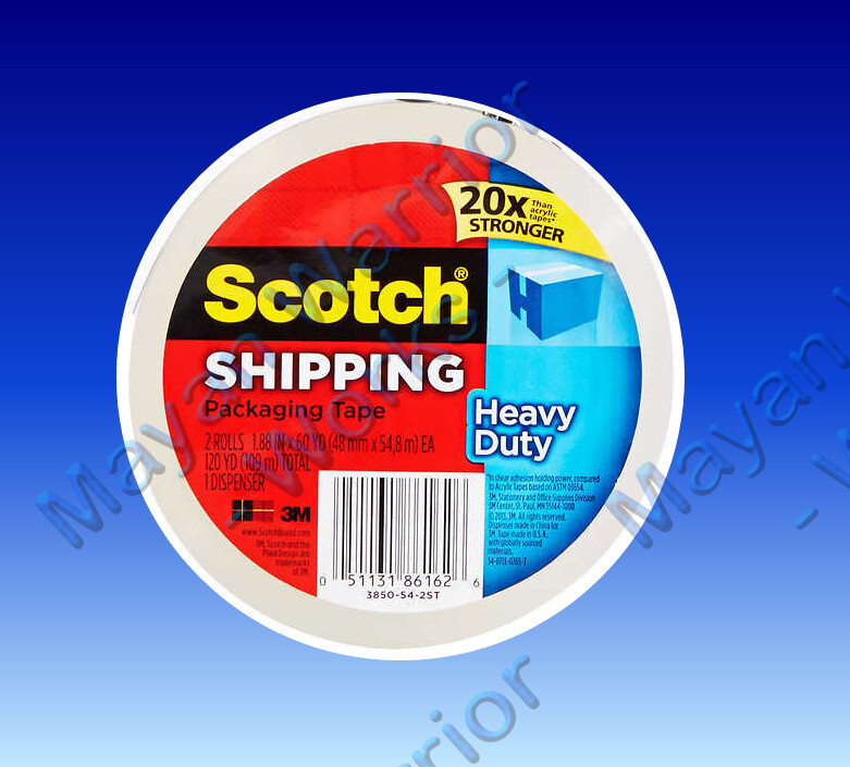 3M Scotch Shipping/packagi Tape, Heavy Duty, 1.88″W x 164’L Clear 1 roll 3″ core