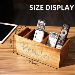1 PCS Wooden TV Remote Control Holder 3 Slot 9.84 Inch Table Organizer Brown
