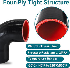 90 Degree Elbow ID 2.5” (63Mm) Silicone Hose Coupler, Reinforced 4-Layer Wall