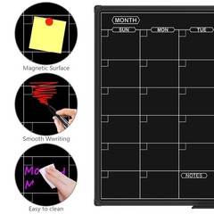 Magnetic Black Calendar Dry Erase Board, Calendar Monthly 36 X 24 Inch, Dry E…