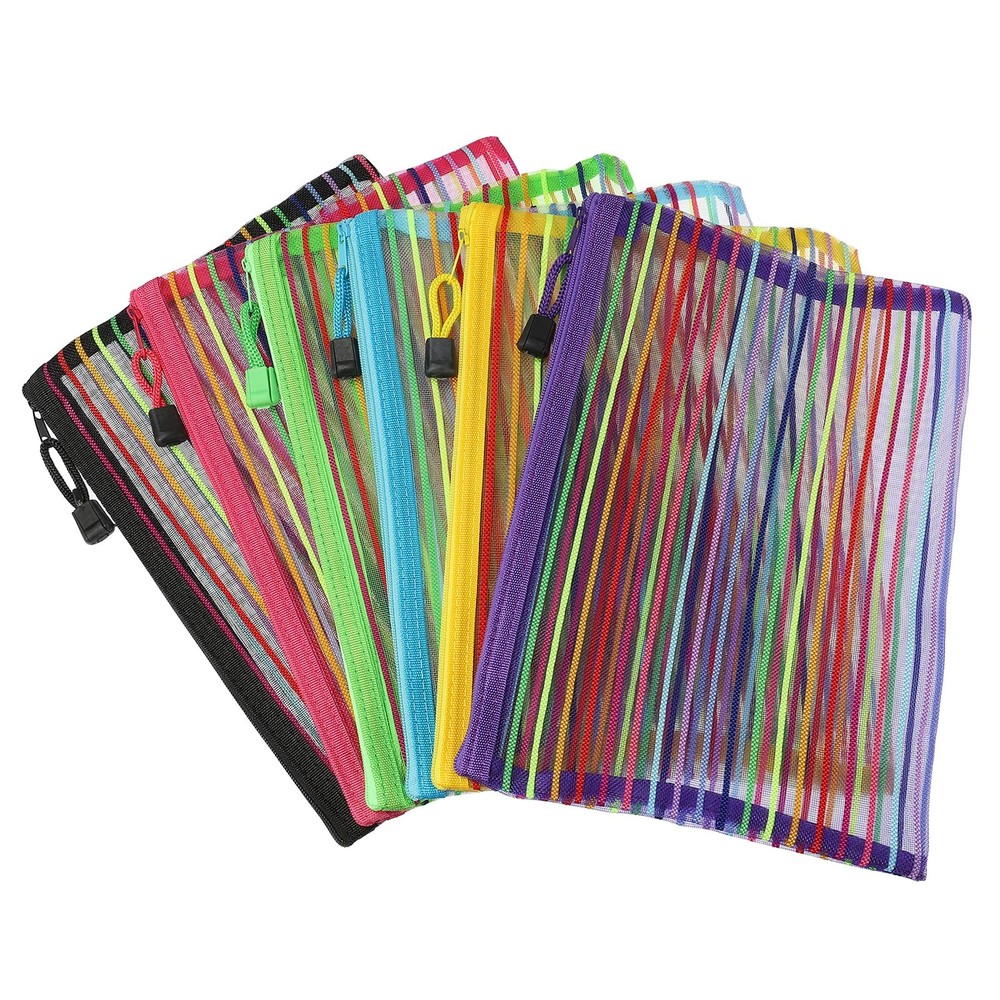 Mesh Zipper Pouch, A5 Nylon Mesh Cosmetic Bags Pencil Case Document Bag Zippe…