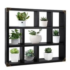 MITREL 17.7×15.7-Inch Shadow Box Shelf 9-Slot Rustic 1 PCS, 9c-classic Black