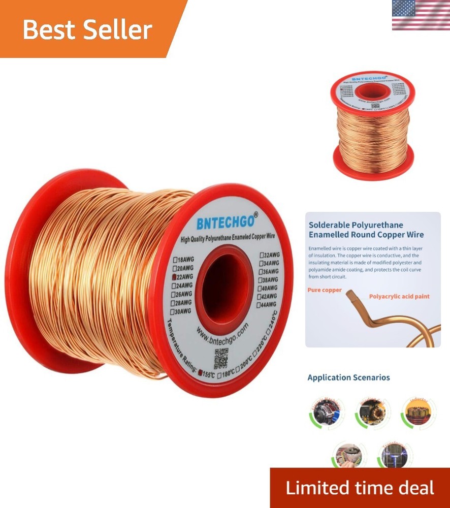 Precision 22 AWG Magnet Winding Wire – 1 lb Natural Copper with Insulation