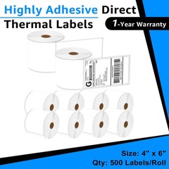 10 Rolls Compatible for Zebra & Rollo Printers 4″x 6″ Shipping Labels 500/Roll