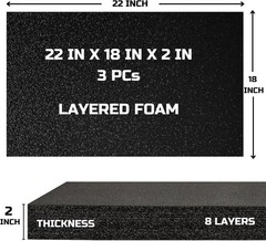 Tool Box Foam 22x18x2 inch 3Pack, Foam Inserts for Cases, Polyethylene Storage S