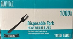 HEAVY BLACK PLASTIC FORKS 1000 COUNT