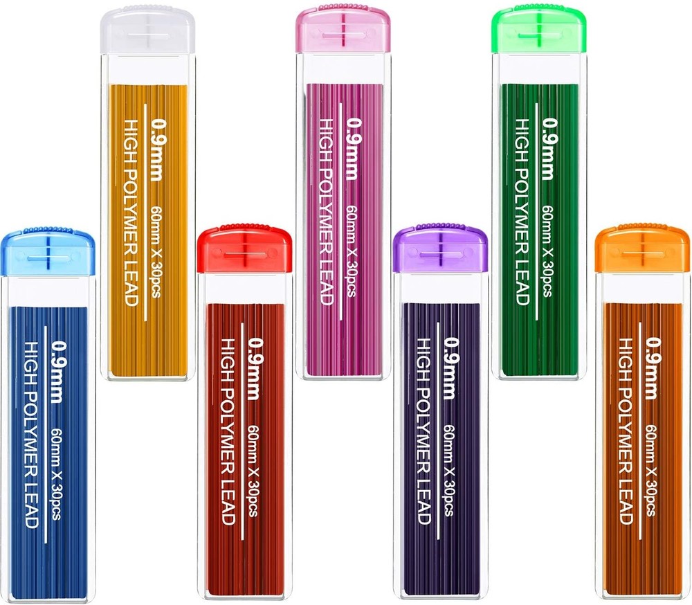 210 Pcs Colorful Refill 0.9 mm Automatic Mechanical Pencil Refills Back to