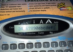 BROTHERS P-KTOUCH 1750 LABEL MAKER, BATTERY OR AC ADAPTER, WORKING