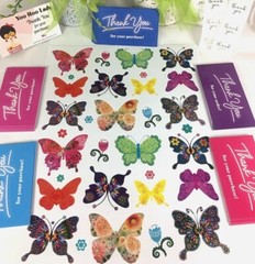 144x Business Thank You Cards Small Business, Butterfly Stickers Variety Pkg