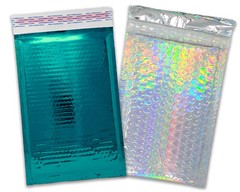 4X8 Metallic Bubble Mailers,Teal, Holographic Padded Shipping Mailing Envelopes