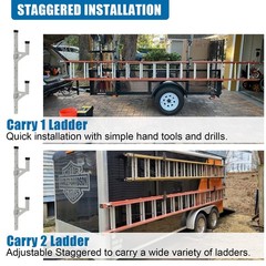 OUTPRIZE Aluminum Side Mount Trailer Ladder Rack, 2 Ladder, Silver