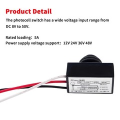 DC 8-50V Photoelectric Switch – 12V/24V/36V/48V Photo Sensor, Dusk to Dawn Au…