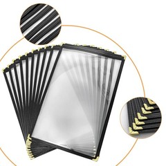 Black Vinyl Menu Holders w/ Clear Sleeves, 8.5 x 14in, 1 Page/ 2 View – 25 Pack