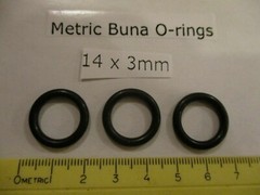 14mmID x 20mm OD x 3mm thick O-ring. Buna-70. Quan 3.