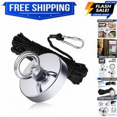 Magnet Fishing Kit 2.4″60 mm 500lb+, Big Strong Rare Earth Fish Magnets Heavy…