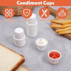 1200 Pcs 0.5oz Paper Souffle Portion Cups, MIni Disposable White Sample Cups…