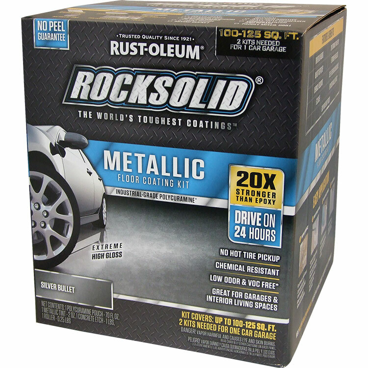 RockSolid Metallic Floor Coating Silver Bullet 70oz (need 2 for 1 Car Garage)