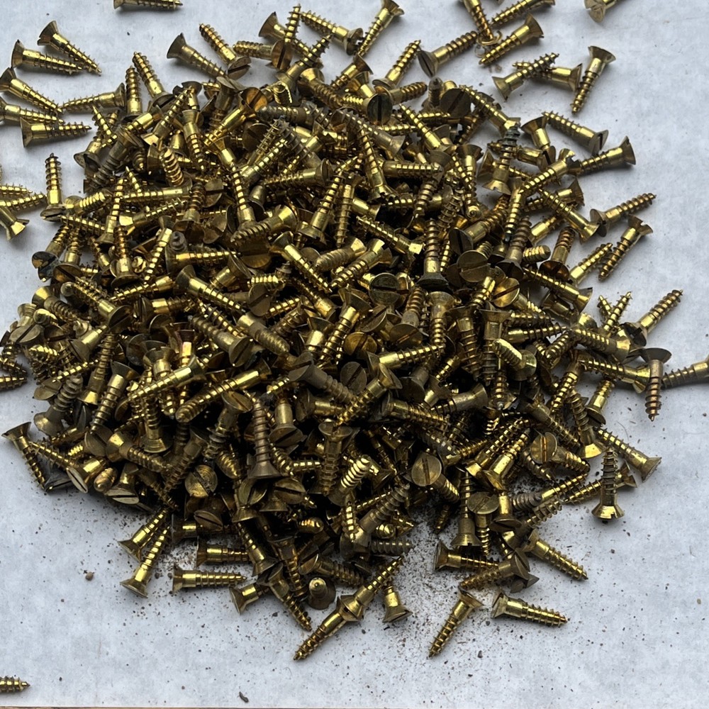2 Pounds Of Brass Screws 3/4”x#8 Nos