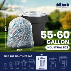 Plasticplace 55-60 Gallon Trash 17 High Density Garbage Can 36 X 60 150 Count