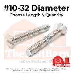 #10-32 Stainless Slotted Flat Head Machine Screws (Choose Length & Qty)