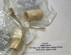 (Qty 5) NIBCO 1/2″ Slip x 1/2″ MNPT Male Adapter Fitting (CPVC-CTS) 4704