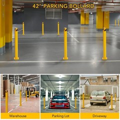 6 Packs in Height Bollard Post, 4.5 in Diameter, Yellow Safety Steel Bollard 42