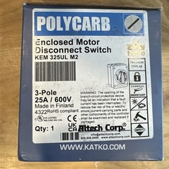 KATKO KEM325UL M2 Enclosed Motor Disconnect Switch 3P 25A 600V