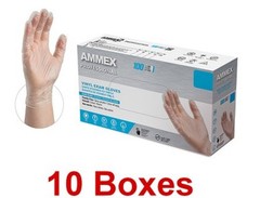 1000 (10 Boxes) AMMEX L Large Clinical Professional Vinyl Exam Gloves Protection